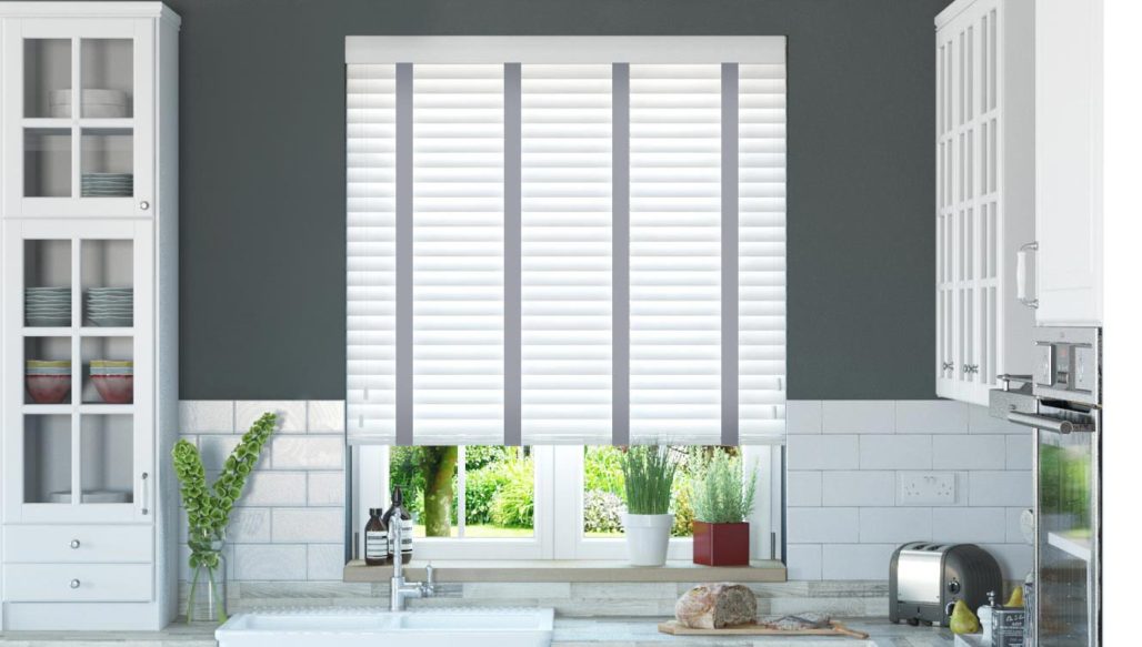 Faux Wood Venetian Blind Grey Tapes, Grey Faux Wooden Blinds With Tapes